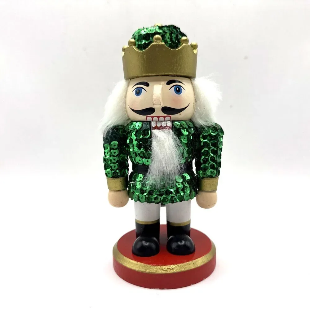 Nutcracker King Green and Green Sequins 7” Christmas